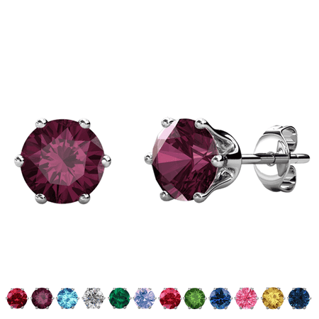 Cate & Chloe February Birthstone 18k White Gold Plated Women's Stud Earrings 1ct Swarovski Crystal