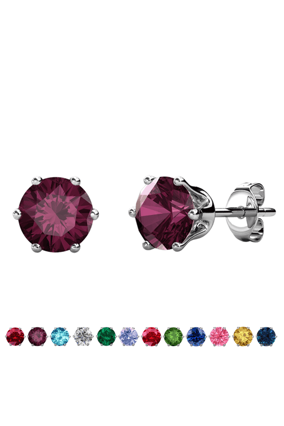 February Birthstone 18k White Gold Plated Women's Stud Earrings 1ct Swarovski Crystal