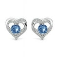 Cate & Chloe Forever 18k White Gold Heart Stud December Birthstone Earrings for Women