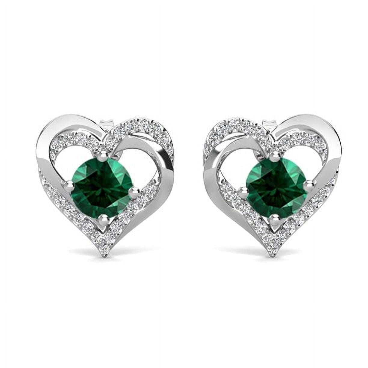 Cate & Chloe Forever May Emerald Birthstone 18k White Gold Earrings with Swarovski Crystals for Women