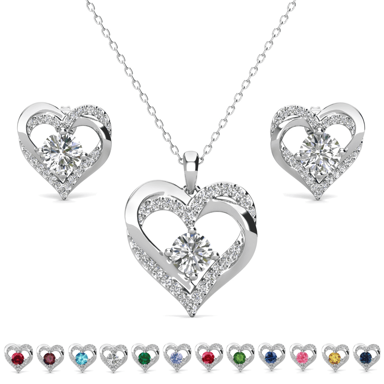 Cate & Chloe Forever April Birthstone 18k White Gold Plated Women Jewelry Set, Swarovski Crystals