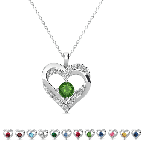 Forever August Birthstone 18k White Gold Plated Women's Necklace, Swarovski Crystals
