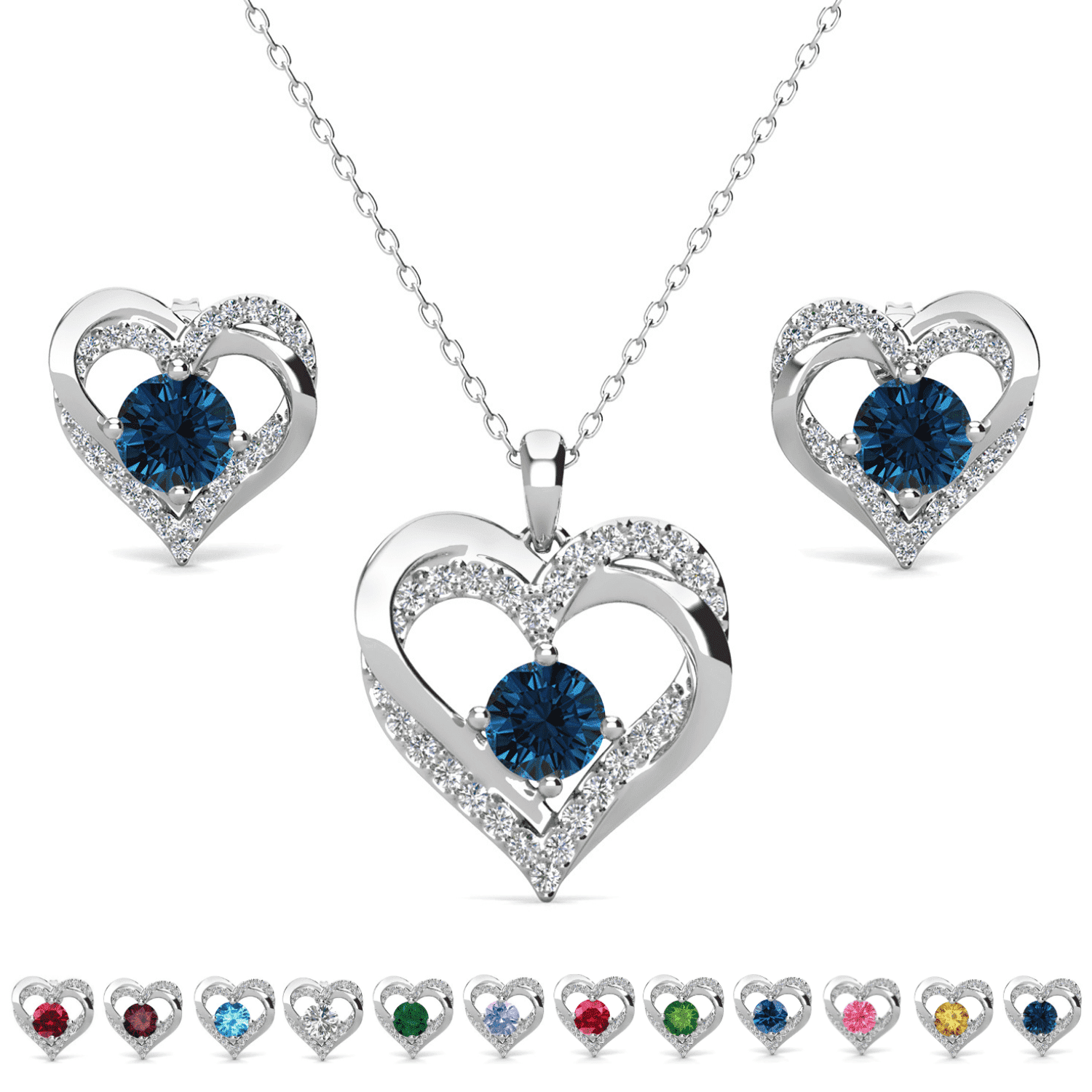 Cate & Chloe Forever December Birthstone 18k White Gold Plated Women Jewelry Set, Swarovski Crystals