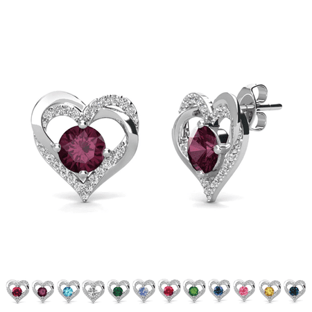Cate & Chloe Forever February Birthstone 18k White Gold Plated Women Earrings, Swarovski Crystals