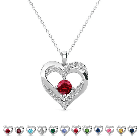Cate & Chloe Forever January Birthstone 18k White Gold Plated Women's Necklace, Swarovski Crystals