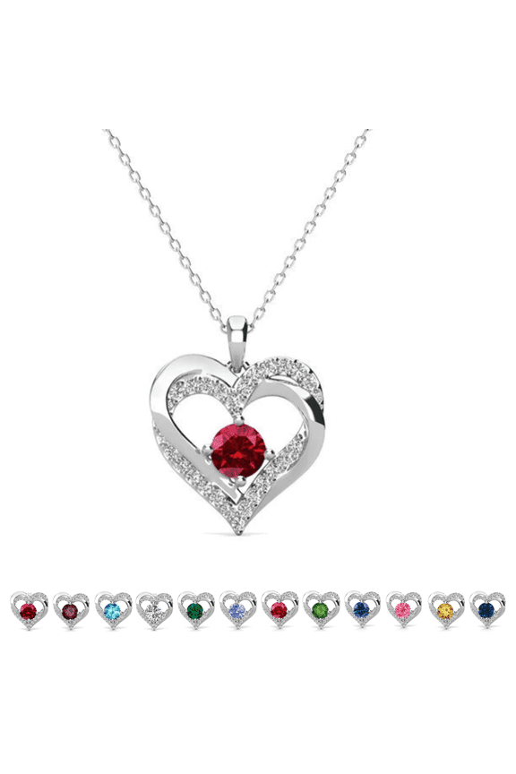 Forever January Birthstone 18k White Gold Plated Women's Necklace, Swarovski Crystals