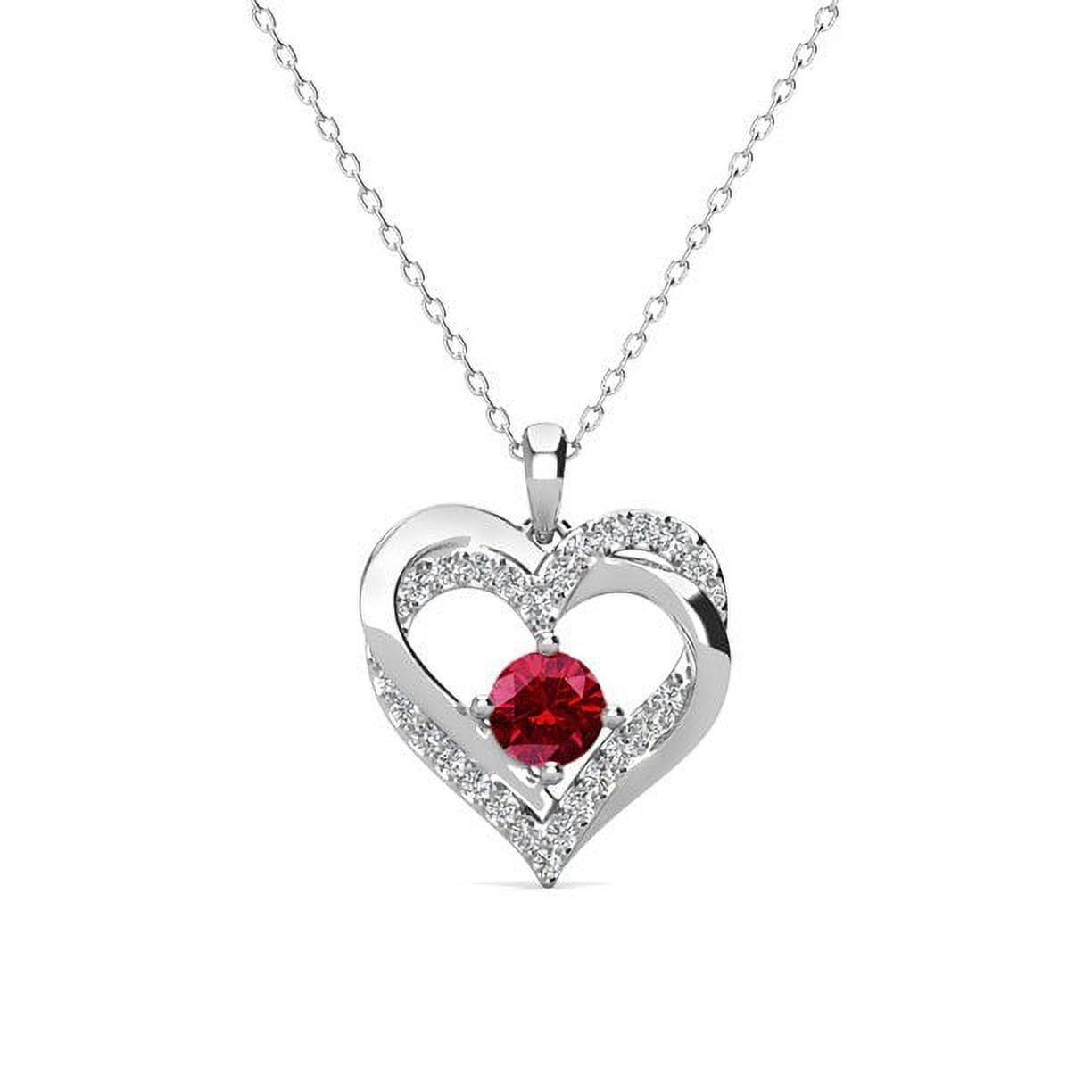 Walmart Saving of  Cate & Chloe 18k White Gold Plated Double Heart Crystal Pendant Necklace, Garnet January Birthstone