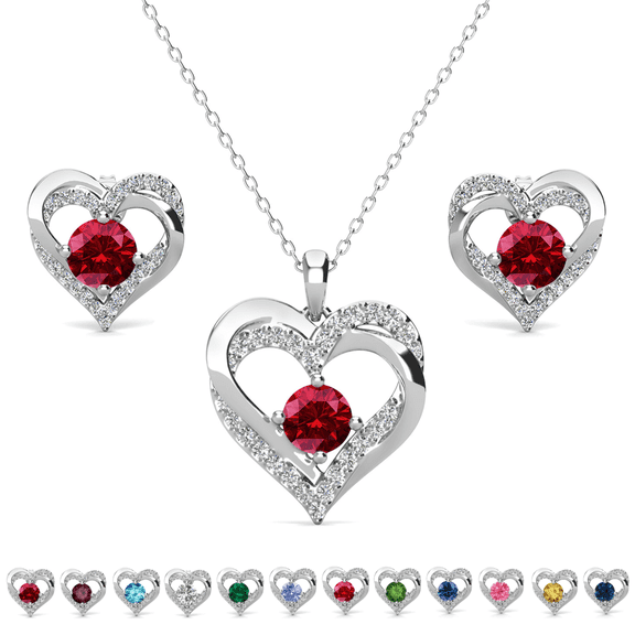 Cate & Chloe Forever January Birthstone 18k White Gold Plated Women Jewelry Set, Swarovski Crystals