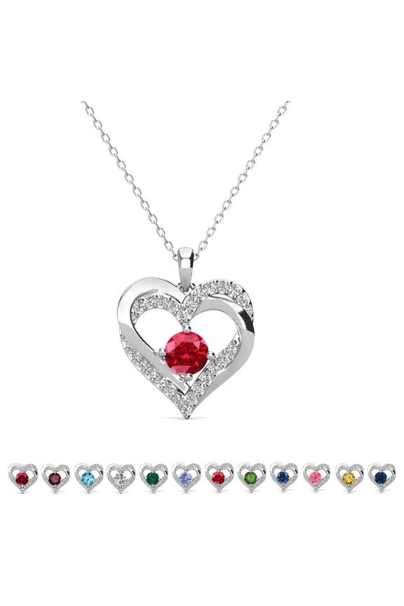 Forever July Birthstone 18k White Gold Plated Women's Necklace, Swarovski Crystals