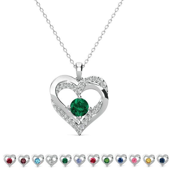 Cate & Chloe Forever May Birthstone 18k White Gold Plated Women's Necklace, Swarovski Crystals