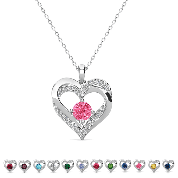 Cate & Chloe Forever October Birthstone 18k White Gold Plated Women's Necklace, Swarovski Crystals