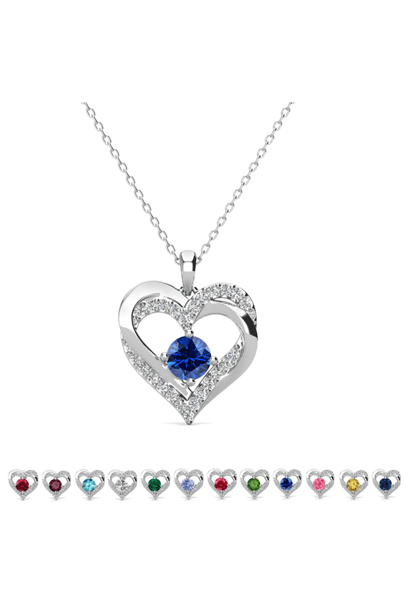 Forever September Birthstone 18k White Gold Plated Women's Necklace, Swarovski Crystals