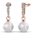 thumbnail image 1 of Cate & Chloe Gabrielle 18k Rose Gold Plated Shell Pearl Earrings with Swarovski Crystals for Women, 1 of 10