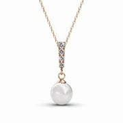 CATE & CHLOE Gabrielle 18k Rose Gold Plated Shell Pearl Necklace with Swarovski Crystals for Women