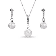 Cate & Chloe Gabrielle 18k White Gold Plated Pearl Jewelry Set with Swarovski Crystals for Women