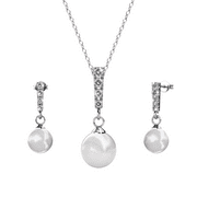 CATE & CHLOE Gabrielle 18k White Gold Plated Shell Pearl Jewelry Set with Swarovski Crystals for Women
