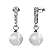 Cate & Chloe Gabrielle 18k White Gold Plated Pearl Drop Earrings with Swarovski Crystals for Women