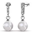 thumbnail image 1 of Cate & Chloe Gabrielle 18k White Gold Plated Shell Pearl Earrings with Swarovski Crystals for Women, 1 of 9