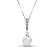 CATE & CHLOE Gabrielle 18k White Gold Plated Shell Pearl Necklace with Swarovski Crystals for Women