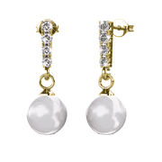 CATE & CHLOE Gabrielle 18k Yellow Gold Plated Shell Pearl Earrings with Swarovski Crystals for Women