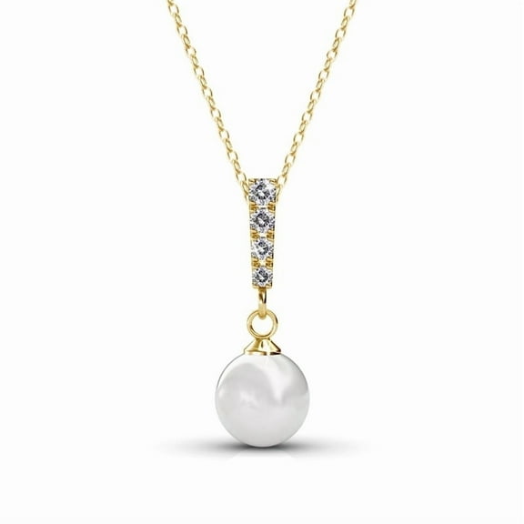 Cate & Chloe Gabrielle 18k Yellow Gold Plated Shell Pearl Necklace with Swarovski Crystals for Women