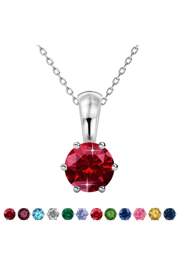 January Birthstone 18k White Gold Plated Women's Necklace 1ct Swarovski Crystal