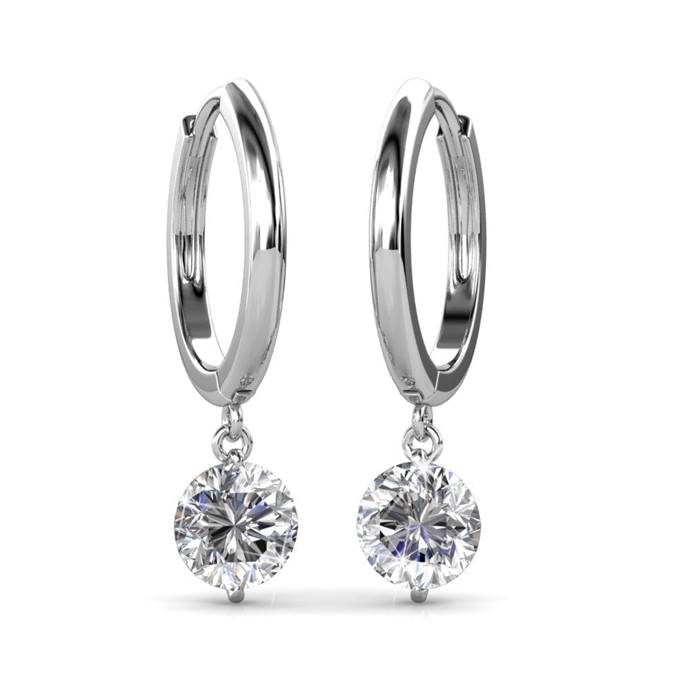CATE & CHLOE Georgia 18k White Gold Plated 14mm Hoop Earrings with Swarovski Crystals for Women