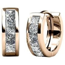 Cate & Chloe Giselle 18k Rose Gold Plated Hoop Earrings | Women's Crystal Earrings, Gift for Her