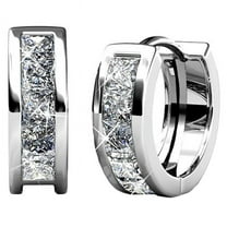 Cate & Chloe Giselle Chunky 18k White Gold Plated 15mm Women Hoop Earrings with Swarovski Crystals