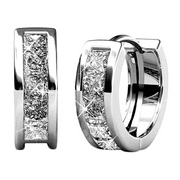 CATE & CHLOE Giselle 18k White Gold Plated 15mm Hoop Earrings with Swarovski Crystals for Women
