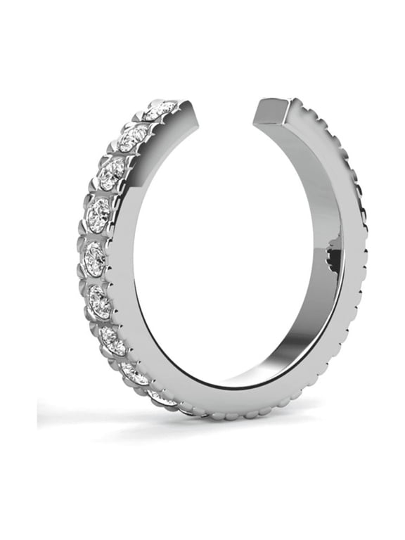 Gloria 18k White Gold Plated 10mm Hoop Ear Cuff with Swarovski Crystals for Women