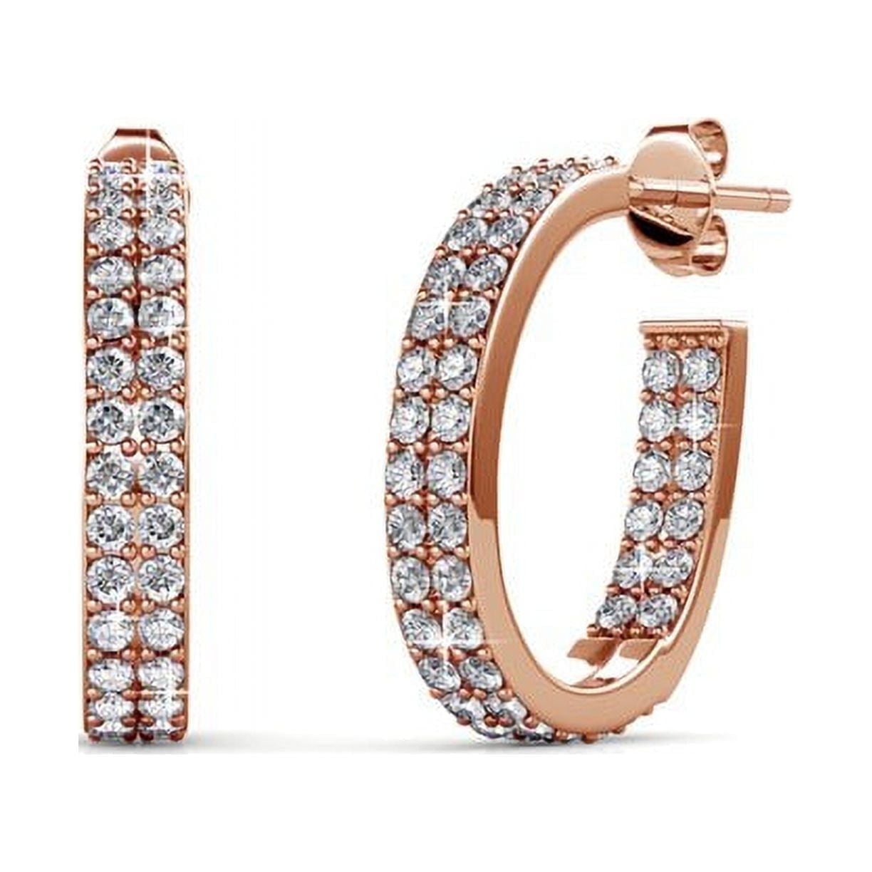 Cate & Chloe Grace 18k Rose Gold Plated 19mm Hoop Earrings with Swarovski Crystals Gift for Women
