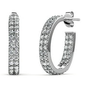 CATE & CHLOE Grace 18k White Gold Plated 19mm Hoop Earrings with Swarovski Crystals Gift for Women