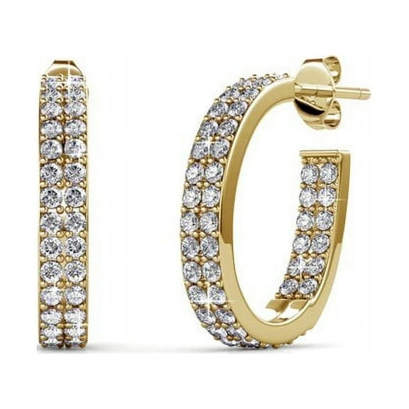 Cate & Chloe Grace 18k Yellow Gold Plated 19mm Hoop Earrings with Swarovski Crystals Gift for Women