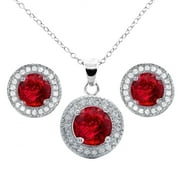 CATE & CHLOE Gwendolyn 18k White Gold Plated Jewelry Set with Ruby Simulated Diamond Crystals for Women