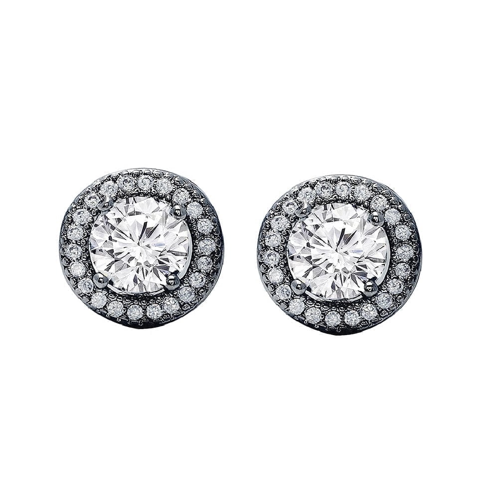 Cate & Chloe Gwendolyn Black Rhodium Plated Stud Earrings with Simulated Diamond Crystals for Women