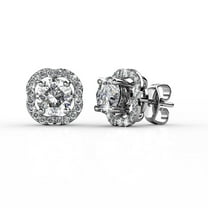 Cate & Chloe Haddie 18k White Gold Plated 2-in-1 Halo Women's Stud Earrings with Swarovski Crystals