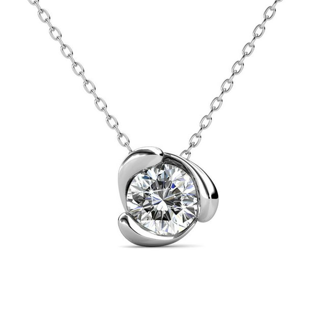 Cate & Chloe Harmony 18k White Gold Plated Necklace with a Sparkling ...