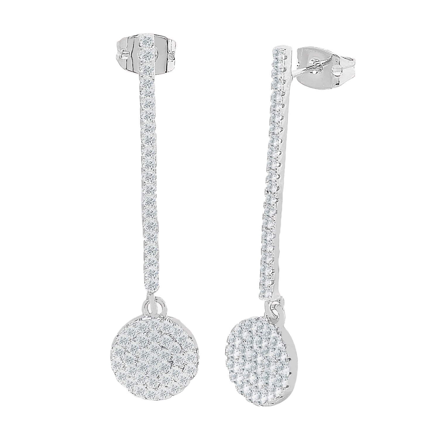 Cate & Chloe Hazel 18k White Gold Plated Dangle Drop Earrings with Simulated Diamonds Gift for Women