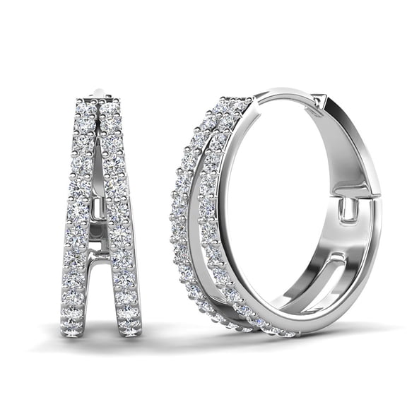 Cate & Chloe Helen 18k White Gold Plated 22mm Hoop Earrings with Swarovski Crystals Gift for Women