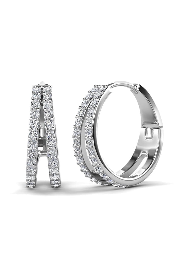 Helen 18k White Gold Plated 22mm Hoop Earrings with Swarovski Crystals Gift for Women