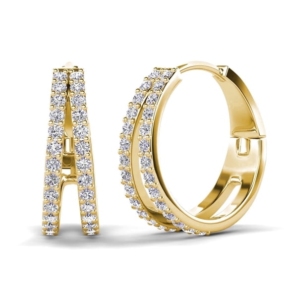 Cate & Chloe Helen 18k Yellow Gold Plated 22mm Hoop Earrings with Swarovski Crystals Gift for Women