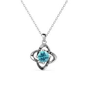 Cate & Chloe Infinity 18k White Gold Plated Birthstone Necklace, Flower Crystal Necklace for Women, Teens, Girls, Anniversary, Birthday Jewelry Gift, Aquamarine March Birthstone