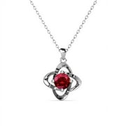Cate & Chloe Infinity 18k White Gold Plated Birthstone Necklace, Flower Crystal Necklace for Women, Teens, Girls, Anniversary, Birthday Jewelry Gift, Garnet January Birthstone