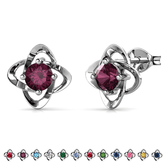 Cate & Chloe Infinity February Birthstone 18k White Gold Plated Women Earrings, Swarovski Crystals