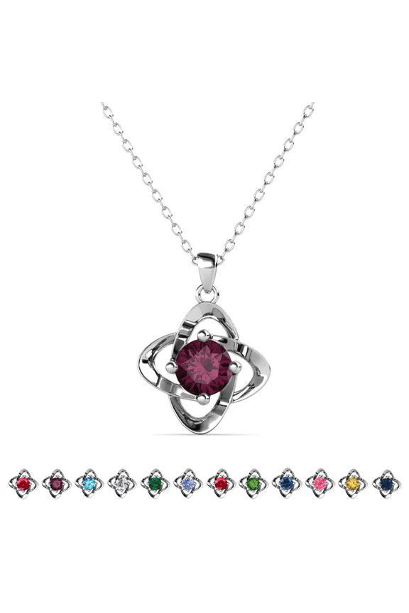 Infinity February Birthstone 18k White Gold Plated Women Necklace, Swarovski Crystal
