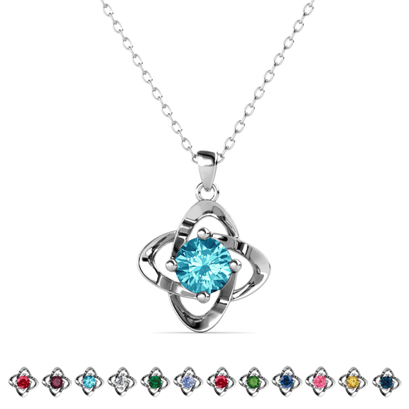 Cate & Chloe Infinity March Birthstone 18k White Gold Plated Women Necklace, Swarovski Crystal
