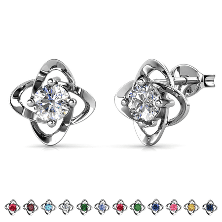 Cate & Chloe Infinity April Birthstone 18k White Gold Plated Women Earrings, Swarovski Crystals