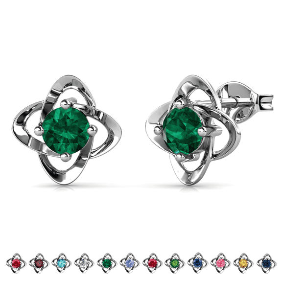 Cate & Chloe Infinity May Birthstone 18k White Gold Plated Women Earrings, Swarovski Crystals