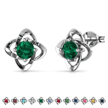Cate & Chloe Infinity May Birthstone 18k White Gold Plated Women Earrings, Swarovski Crystals